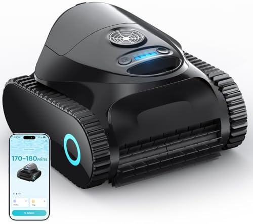 C1 Robot Piscina Pareti e Fondo, Linea d'acqua, Doppio Filtro, Aspiratore Piscina Senza Fili, 7 Modalità di Pulizia, 170-180 min, Pulitore con App, Robot Pulisci Piscine fino a 160 m²