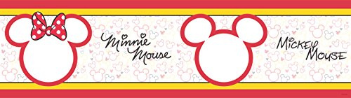 AG Design Selbstklebende Bordüre Disney Mickey Mouse, WBD 8068 | Wasserfest Kinderzimmer Wand Dekoration | Wandbordüre für Mädchen und Junge | Folie, Mehrfarbig | Breite 500 cm x Höhe 14 cm