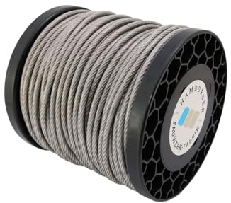 70 Meter - Edelstahldrahtseil 7x7-3mm/4mm PVC-transparent ummantelt V4A Inox rostfrei Drahtseil Stahlseil Geländerseil