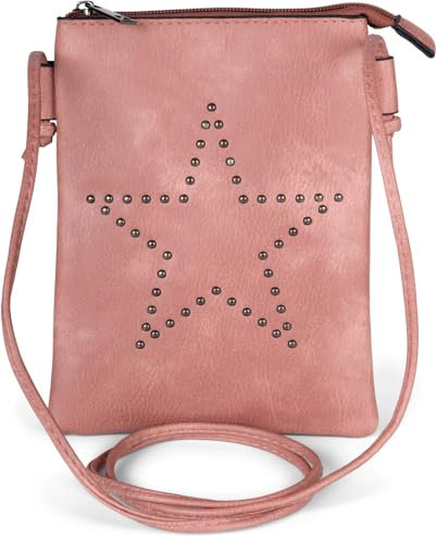 styleBREAKER Mini Bag Umhängetasche mit Nieten in Stern Form, Schultertasche, Handtasche, Tasche, Damen 02012235, Farbe:Altrose