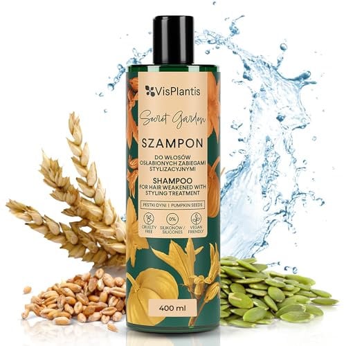 Vis Plantis Kürbiskernöl Shampoo Gegen Haarausfall - Natürliches Haar Volumen Shampoo Ohne Silikone - Reparierendes Protein Haarshampoo Damen & Herren - Naturkosmetik Haarausfall Frau - 400 ml