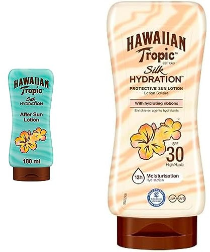 Hawaiian Tropic Silk Hydration Protective Sun Lotion Sonnencreme LSF 30, 180 ml, 1 St + Silk Hydration Air Soft After Sun Lotion, 180 ml