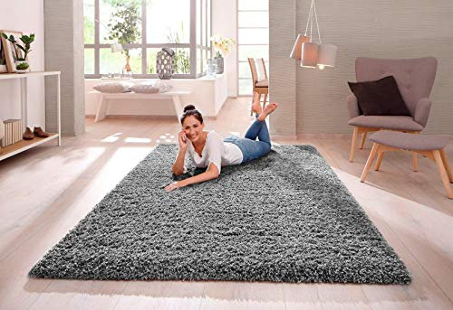 SHAGGY RUG 30MM / 3cm Modern Rugs Living Room Extra Large Small Medium Rectangular Size Soft Touch Thick Pile Living Room Area Rugs Non Shedding (Grey, 80cm x 150cm (3ft x 5ft))