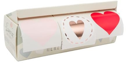 Loveria Herz Aufkleber Groß | 150 große Herzsticker in 3 Farben, 50 Aufkleber pro Farbe | ideal für Hochzeit, Geschenke, Briefe, Postkarten, Valentinstag | 4,5cm