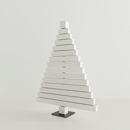 ARHome Albero in Legno, 41 x 31, Bianco Frassinato, Albero Natale, Decorazione Natalizia, Made in Italy