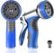 Hose Pipe Spray Gun,9 Adjustable Patterns Garden Hose Nozzles & Spray Guns, Heavy Duty Metal High Pressure Hose Nozzle/Hose Gun (Blue-1Pack)