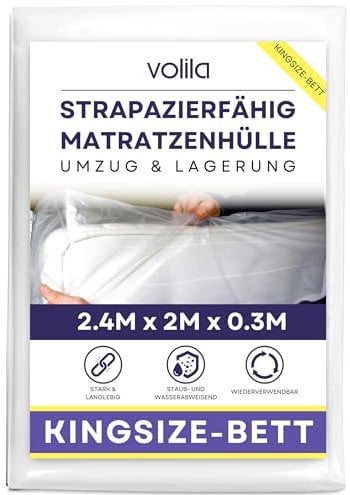 King Matratzen Schutzhülle (240cm x 200cm x 30cm) - wasserdichte Matratzensack Schutzhülle - Robuste Matratzenhülle für Umzug & Lagerung - Schützt Gegen Schädlingsbefall, Flecken & Staub