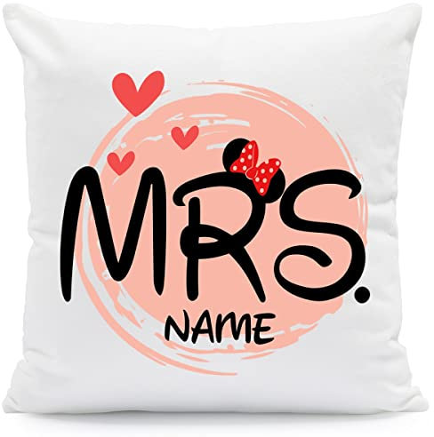 GRAVURZEILE Bedrucktes Kissen mit Spruch - Mrs Mouse - Personalisiert mit Name - Herzliche Geschenke - Geschenk für Pärchen Liebesbeweis - mit Füllung