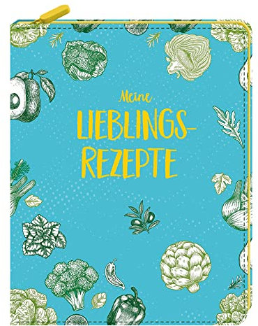 Meine Lieblingsrezepte: Kochheft mit Reißverschluss,Kochheft selbst schreiben a5, blanko Kochbuch mit Register, Rezeptordner für bis zu 90 Rezepte, diy Rezeptheft zum Selberschreiben