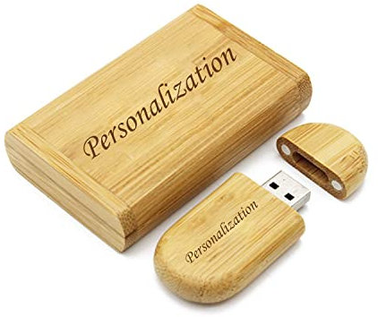 Clé USB personnalisée et boîte cadeau en bois – Sticks à mémoire et boîte en bois avec texte au choix – Lecteur flash – Stockage de données – Idée cadeau (bambou 16 Go)