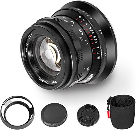 PERGEAR 35mm F1.4 Vollformat-Objektiv mit manueller Fokussierung, kompatibel mit spiegellosen Canon EOS-R-Kameras mit Vollformat EOS R RP R5 R6