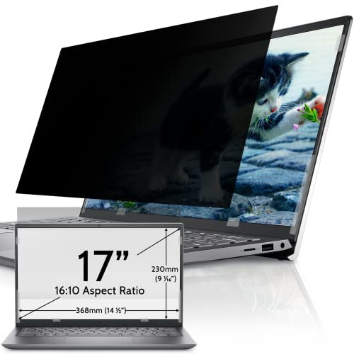 IPROKKO 17 Inch Laptop Privacy Screen for Hp Dell Acer Lenovo ThinkPad Asus Latitude Pavilion, Removable 16:10 Aspect Laptop Privacy Shield, Anti Blue Light Glare 17 Computer Monitor Privacy Filter