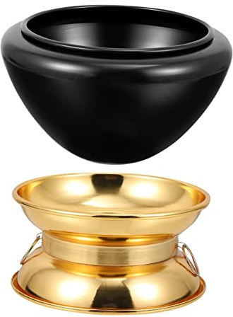 Tibetische Klangschale aus Kupfer und Eisen, Schwarz, 1 Stück | Removable Design, Stabiler Boden und Polierte Innenfläche, für Meditation, Altar und Dekoration