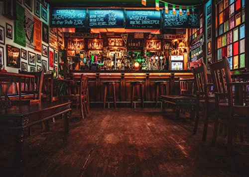 BELECO 3x2.5m Stoff-Hintergrund für Irish Pub, Irland, Temple Bar, Irish Bar, Café, Restaurant, Alkohol, Getränke, Whisky, Wein, Hintergrund, St. Patrick's Day, Irish Party, Fotoautomat