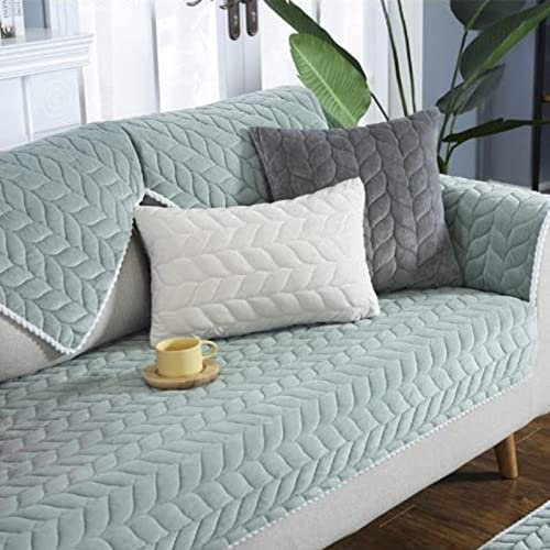 YWQJL Samt Sofabezug Sofaschoner antirutsch1 2 3 4 Sitzer,l Form Sofaüberwurf rutschfest,Sofa Überzug hundedecke Sofa Couch Überzug Couch Überzug Sofa Überwurf,green-70x150cm