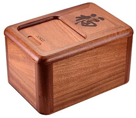 Stockage de conteneurs de riz en bois, distributeur de riz, distributeur de céréales de récipient de nourriture de cuisine scellé avec tasse à mesurer, portes coulissantes, adapté for le riz, les céré