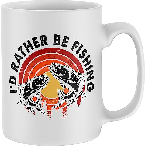 Purple Print House Id Rather Be Fishing Mug Fisherman Dad Grandad Coffee Tea Drinking Cup Gift