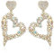 EVER FAITH Strass Herz Ohrringe Kristall Statement Trendy Doppel groß Ohrstecker Modeschmuck für Damen Mädchen Schillernd AB Gold-Ton