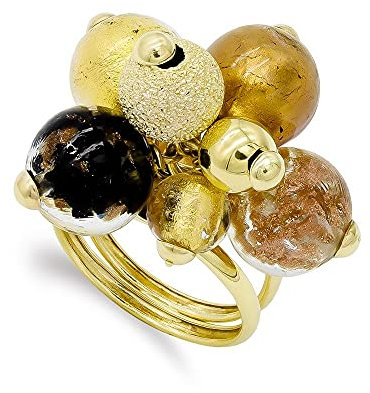 Bague murano lustre d'or boules en verre mat combinées femme 18k