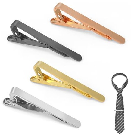 Krawattennadeln für Herren, KLEHOPE 4 Stücke Krawattenklammer, Krawattennadel Set, Mehrweg, Geeignet Alltag Hochzeit Jahrestag Geschäft Vatertagsgeschenke