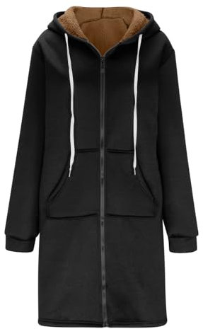 Black Friday Angebote 2023 Damen Mantel Plüschjacke mit Kapuze Lang Gefüttert Hoodies Plüsch Reißverschluss Mittellang Lässig Warm Fleece Sweatshirt Winter Übergroße Langarm Dehnbare Jacke, Wein, M