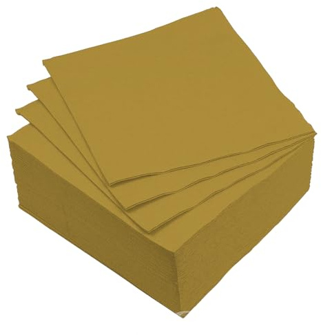 MACOSA U6JEJ758OR Papier-Servietten Set 40 Stk. Gold Tisch-Deko Papierservietten Einweg-Servietten Partyservietten Dekoservietten Tischservietten Mundtuch