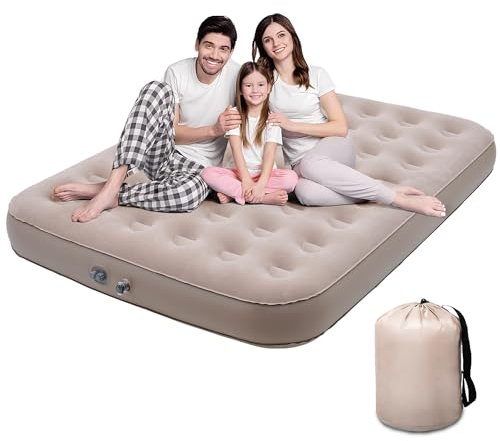 ZODAS Double Airbed, Inflatable with JUST One-click, Air Bed Double with Built in Pump, Queen Electric Inflatable Mattress Self Inflating Guest Bed Blow up Mattress for Camping/Home, 200x152x25cm