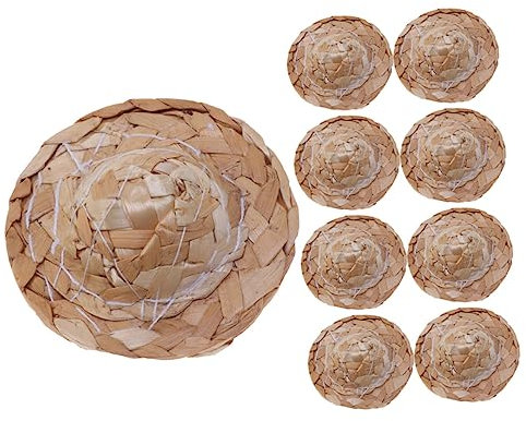 STOBOK 9St geflochtener Strohhut kreative strohhutverzierung Strohhut DIY Prop Hüte Ornament dekorativer DIY Strohhut Foto-Requisiten-Zubehör empfindlich schmücken Puppe Kleiner Hut