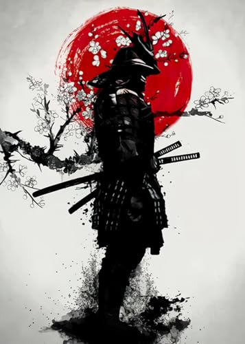 HMDKHI Japanische Bushido Poster Bilder,Ninjas Samurai Figuren Malerei,Japanische Figuren und Mount Fuji Poster,Ohne Rahmen(JP-02,1Pcs-30x40cm)