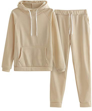 2024 AI - Pantaloni Colore Sport Costume Donna Solido e Tuta Felpa Con Cappuccio Donne Costumi Set Cintura Biglietto, cachi., S