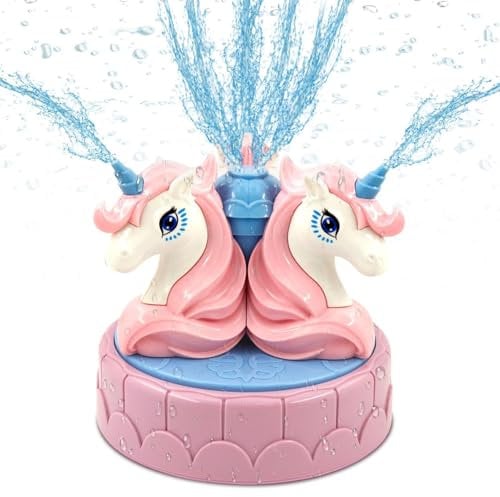 Einhorn Wassersprinkler für Kinder, Sprinkler Wasserspielzeug Outdoor, Garten Spielzeug für Mädchen