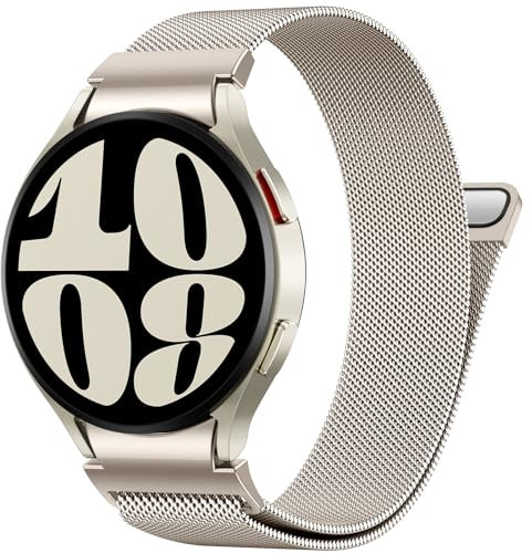 PIOWNN Metall Armband Kompatibel mit Samsung Galaxy Watch 7 6 5 4 Armband 44mm 40mm/Watch 6 Classic 47mm 43mm/Watch 5 Pro/Watch 4 Classic/FE, EIN-klick-Verbindung Loop Magnetisches Band, Polarstern