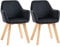 HOMCOM Esszimmerstühle 2er Set, Küchenstuhl mit Armlehne, Rückenlehne, Polsterstühle mit Samtoptik, Wohnzimmerstuhl mit Holzbeine für Küche, Esszimmer, Schwarz