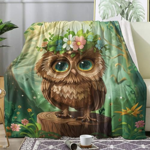 ZDABAOEC Kuscheldecke Flauschig Eule Decke, Fleecedecke 150x200, Sofadecke & Couchdecke, Weiche Kuschelige Wohndecke Blanket, XL Decken für Sofa Couch