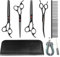 Casgee 7,0 Zoll Hundeschere Set, 10-In-1 Hundescheren Set Profi, Hundepflege Schere Hunde Schere, Fellschere Hunde mit Geraden Schere, Ausdünnungsschere, Gebogenen Schere, Chunker, Krallenschere