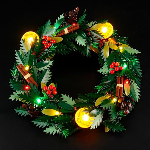 YEABRICKS LED Licht für 10340 Icons Weihnachtskranz Bausteine Modell (Bausteine Set Nicht enthalten)