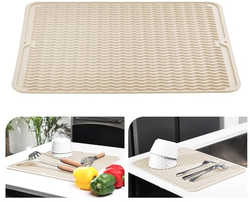 KitchenRaku Abtropfmatte 40x60cm, Geschirr aus Silikon hitzebeständiges rutschfestes Abtropfmatte Spüle,Spülmatte Abtropfunterlage,Tischset