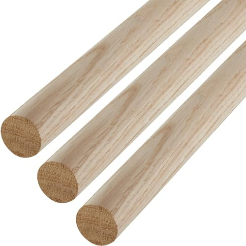 3 Stück SOTECH Eiche Rundstäbe glatt Ø30 x 800 mm Rundhölzer Holzstäbe | zum Basteln oder als Garderobenstangen