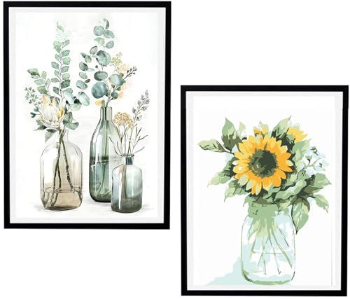 LXBCTOP 2 Stück Hrobig Malen Nach Zahlen Erwachsene Blume, Diamond Painting Erwachsene, 5D Diamant Painting Bilder, DIY Ölgemälde Leinwand, Full Diamond Painting Blumen, Home Deko Geschenk(30 x 40CM)