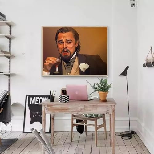phtnmaihw Leonardo DiCaprio Kunstdruck auf Leinwand, Motiv: Wolf von Wall Street, lustig, 60 x 90 cm, ungerahmt