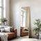 Weare Home Miroir sur Pied, 150 x 40 cm, Miroir Pleine Longueur, Miroir rectangulaire Mural avec Cadre en Métal, Support, Miroir sur Pied Penché ou Suspendu pour Salon, Chambre, Entrée(Doré)