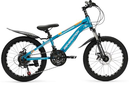 Generation M-760 Mountainbike 20 Zoll - Kinderfahrrad mit Schutzblechen - Scheibenbremsen - 21 Gänge - Hellblau