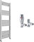 Chrome Bathroom Straight Heated Towel Rail Radiator 500 x 1200 & Angled Thermostatic Valves