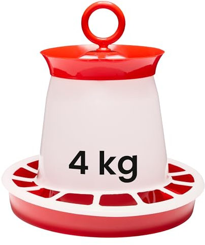 Garronda Mangeoire Poule Antinuisible 4 kg – Distributeur de Graines Volaille avec Couvercle et Poignée – Mangeoire Poussins et Oiseaux de Basse-Cour – Élevage et Jardin – GD-0139