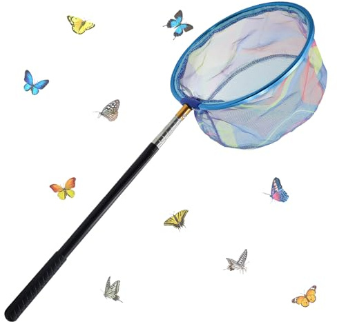 GETRICH Teleskop Kescher Kinder, 66-145CM Angelkescher Schmetterlingsnetz | mit Teleskopstange, Kinder Fischernetz Fangnetz Kinderkescher für Outdoor Fische Insekten Angeln Strand Teich Garten Pool