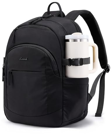 LOVEVOOK Rucksack Damen Herren, Groß 17,3 Zoll Laptop Rucksäcke, Wasserdicht Schulrucksack Teenager Tagesrucksäcke Backpack Women, Arbeitstasche Lehrertasche Reiserucksack für Uni Büro, Schwarz