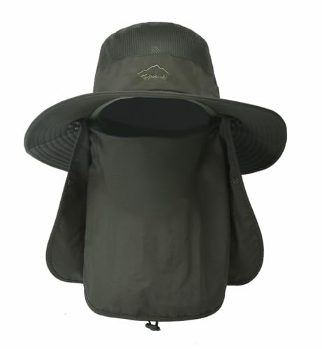 Coolwife Bucket Hats Boonie Hats Wide Brim Foldable Jungle Fishing Hiking Beach Sun Cap (Covered Army Green)