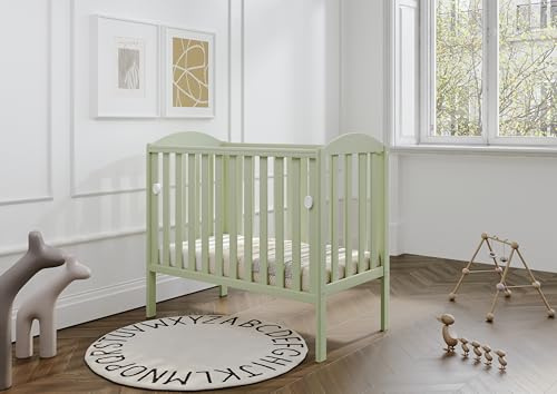 Viculii Waffi Baby Space Saver Baby Cot and Mattress 100x50x10cm | Compact Mini Pistachio Cot with Drop Side and Mattress (with Classic Mattress)