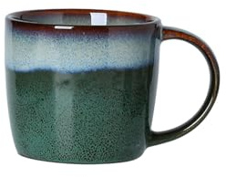Taza de café creativa retro Mark de 450 ml, de cerámica, para el hogar, simple, para desayuno, tinta verde oscuro A
