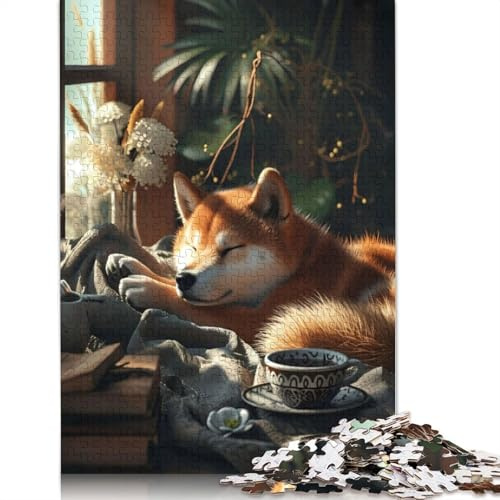 Puzzle Shiba Inu en Forme de Tasse à café pour Adultes, 1000 pièces, défi Stimulant, Grand Format, Jeu éducatif et Amusant pour Toute la Famille, décoration Originale (38 x 26 cm).